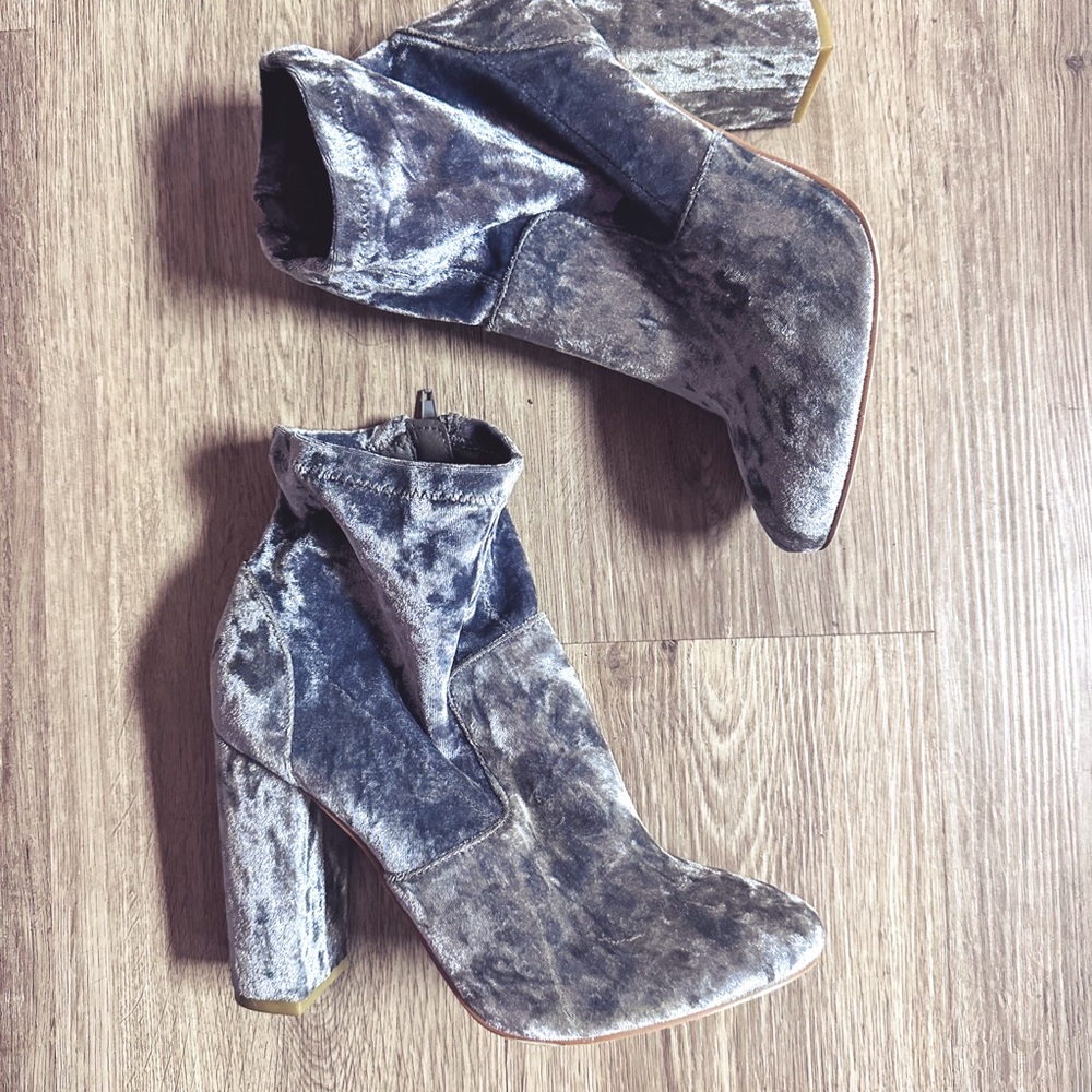 JustFab Velvet Ankle Boots